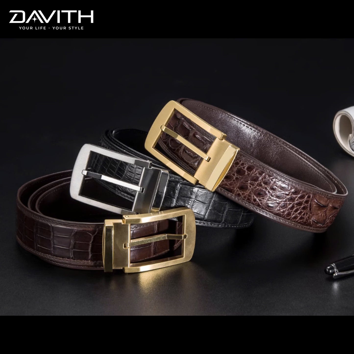 Premium Grade 1 Crocodile Hump Leather Belt - DG16