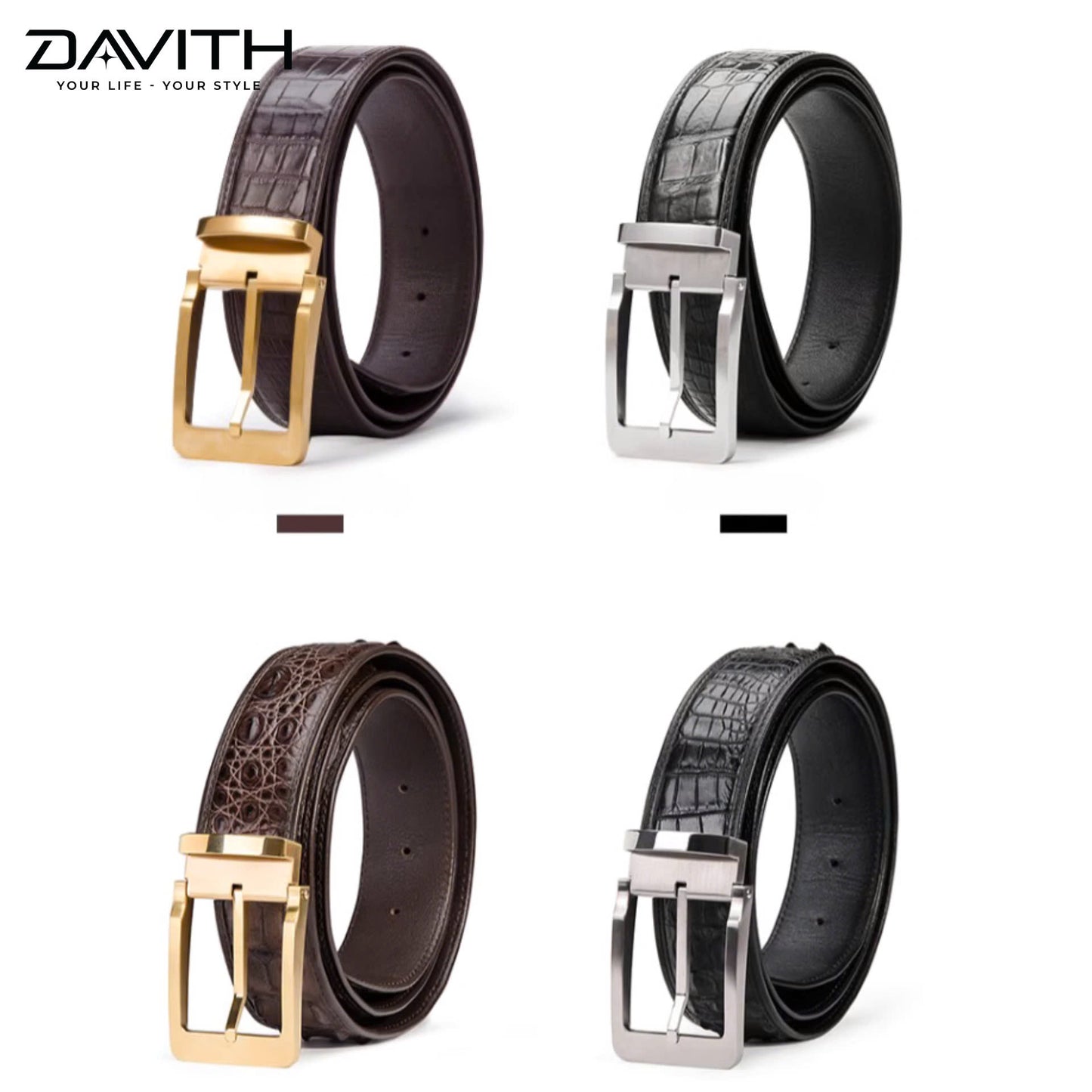 Premium Grade 1 Crocodile Hump Leather Belt - DG16