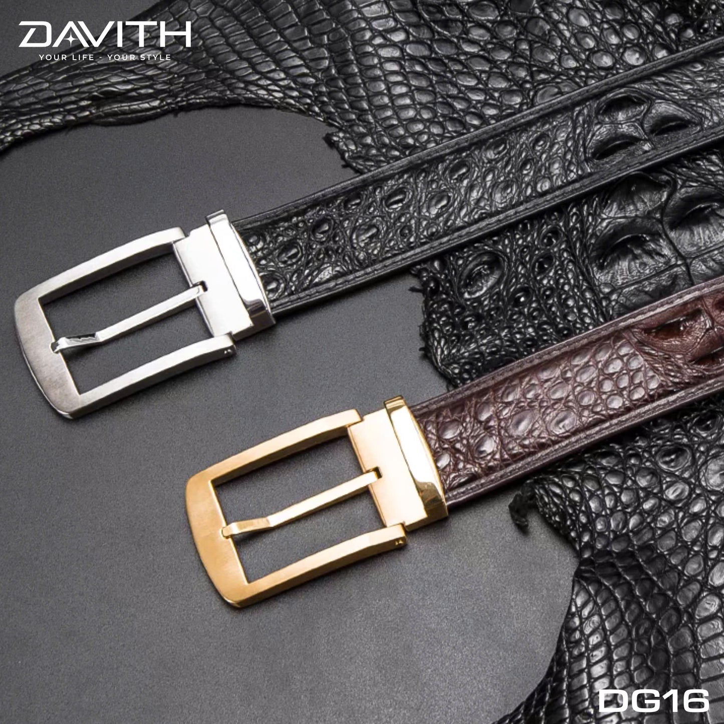 Premium Grade 1 Crocodile Hump Leather Belt - DG16