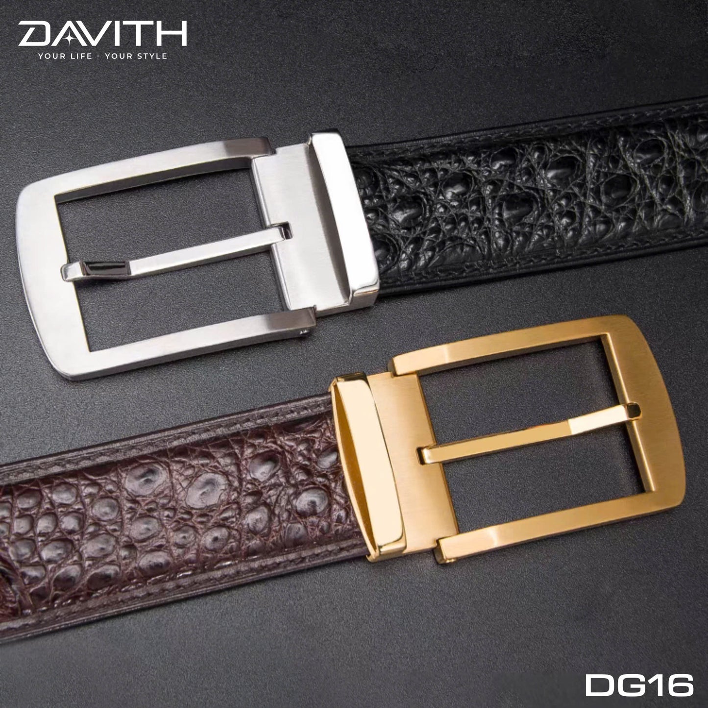 Premium Grade 1 Crocodile Hump Leather Belt - DG16