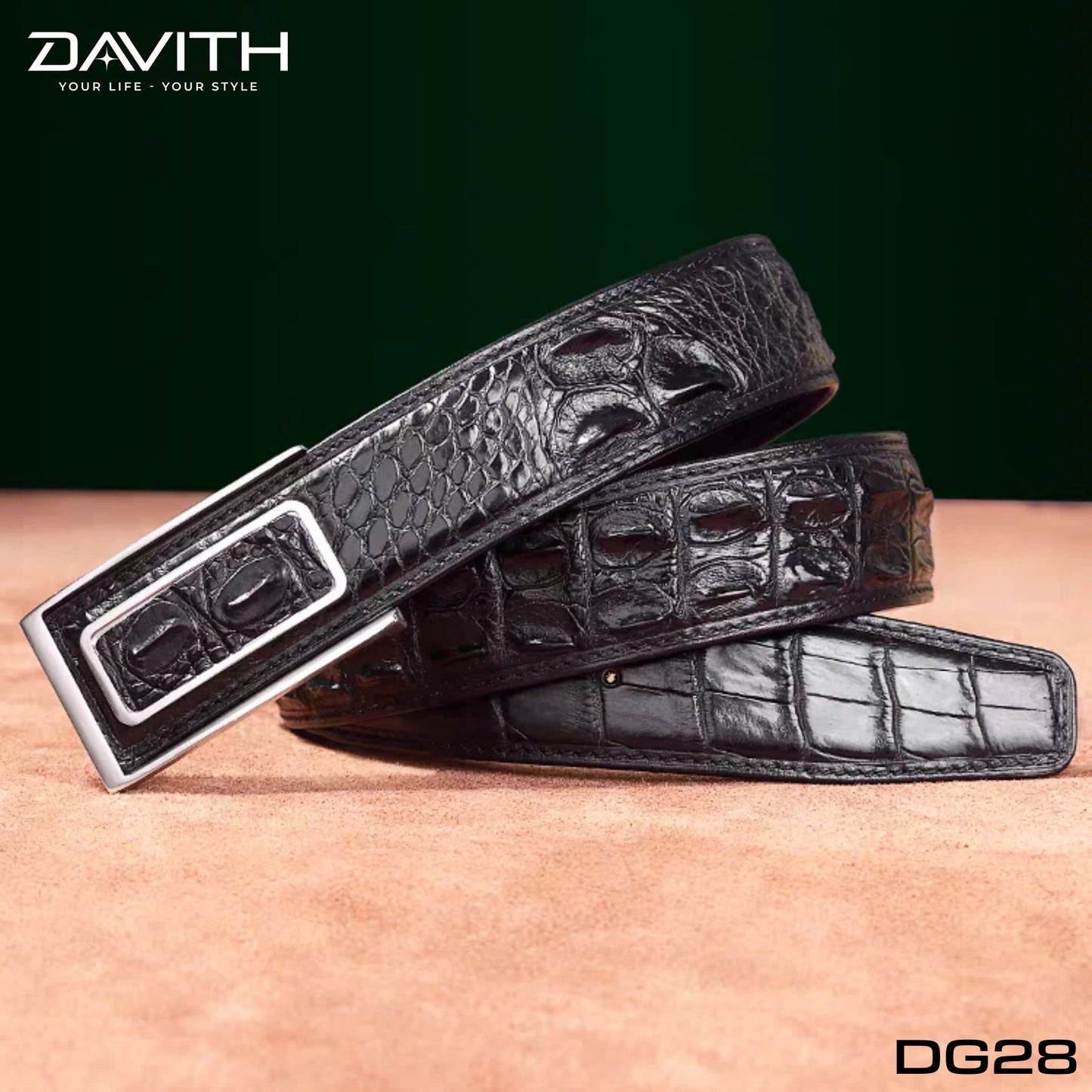 Premium Grade 1 Crocodile Hump Leather Belt - DG28