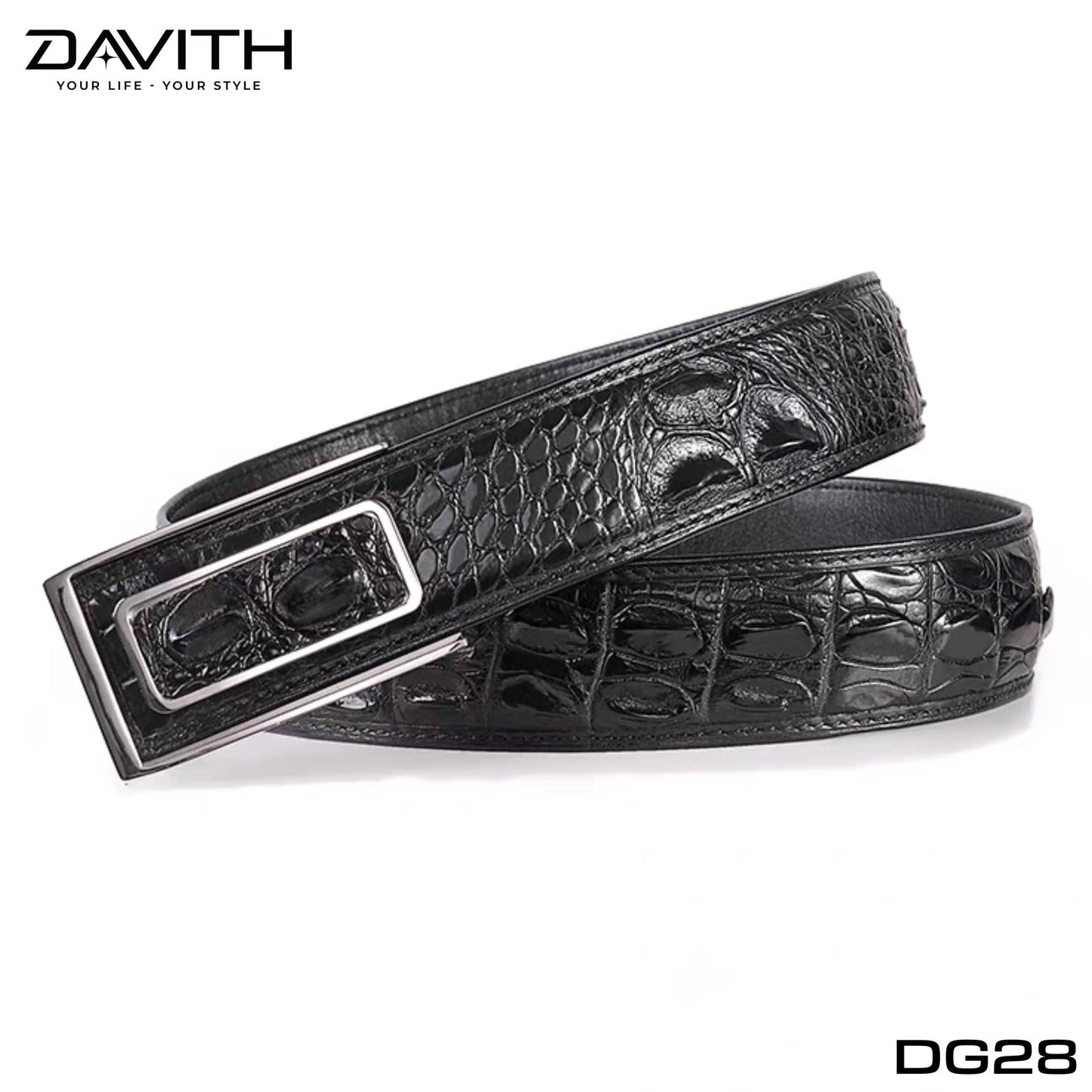 Premium Grade 1 Crocodile Hump Leather Belt - DG28