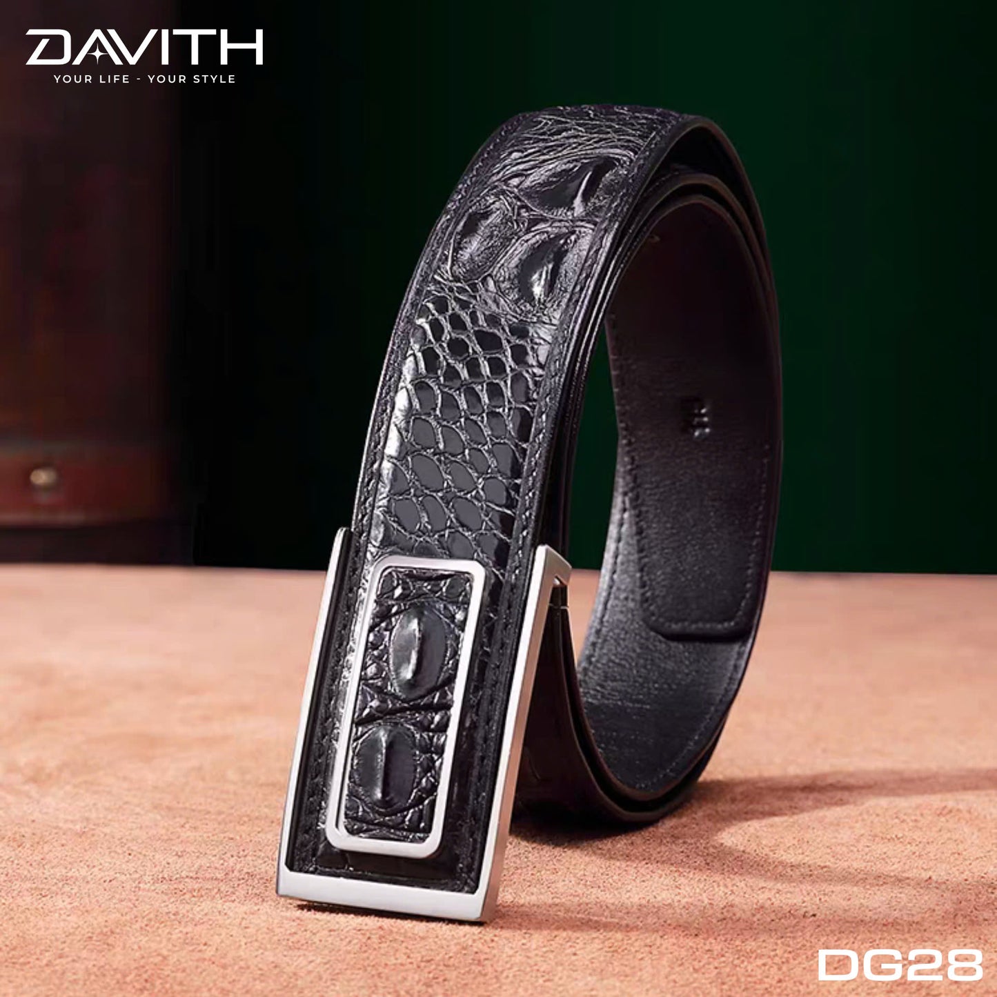 Premium Grade 1 Crocodile Hump Leather Belt - DG28