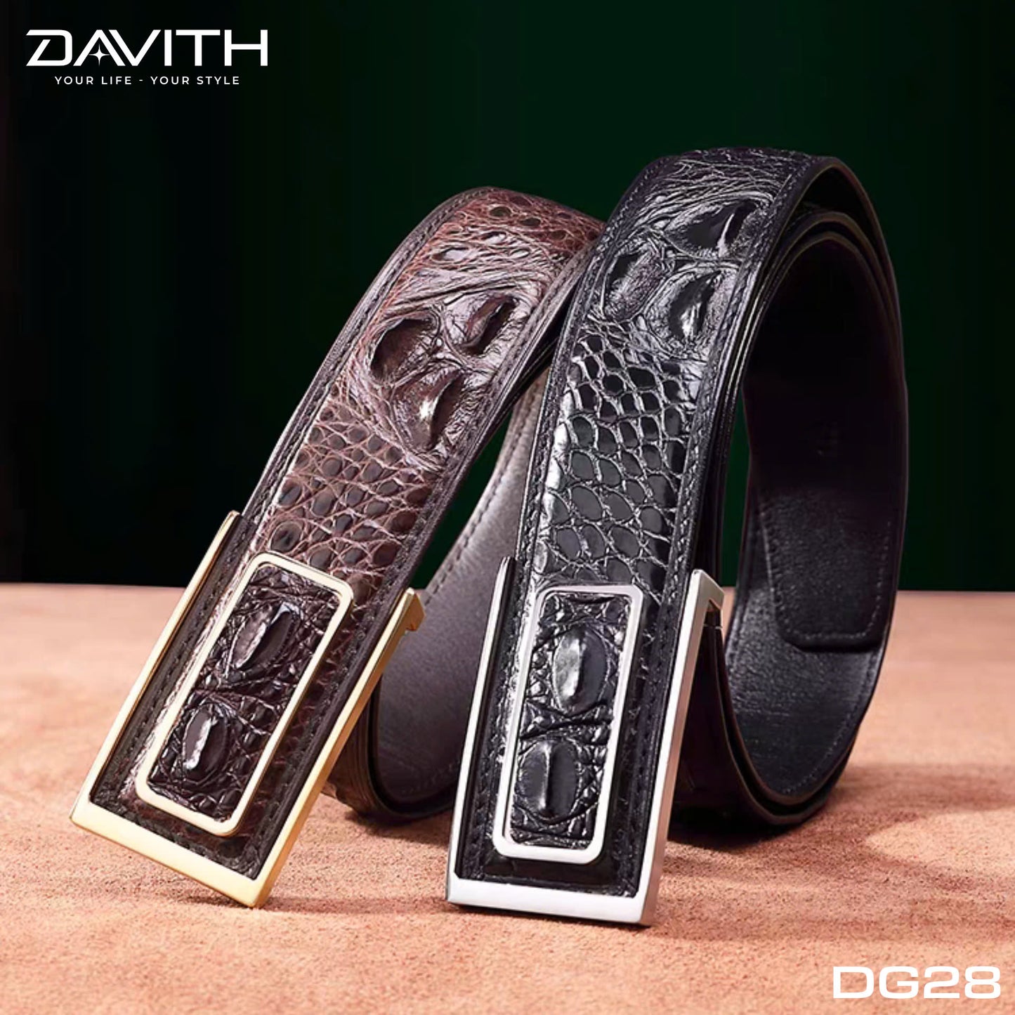Premium Grade 1 Crocodile Hump Leather Belt - DG28