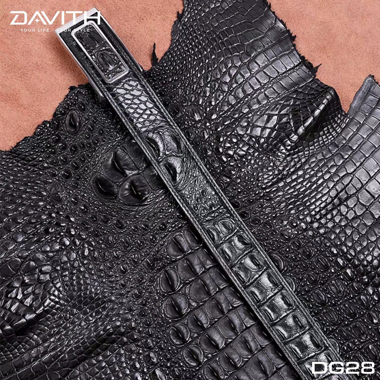 Premium Grade 1 Crocodile Hump Leather Belt - DG28