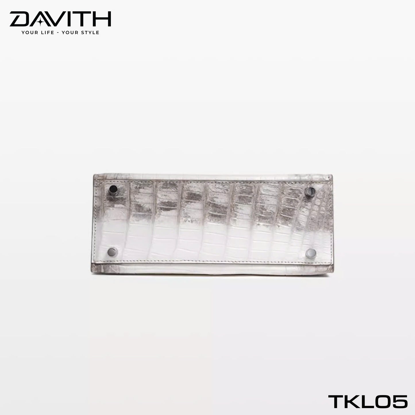 High-end women's crocodile belly leather handbag in albino white - TKL05