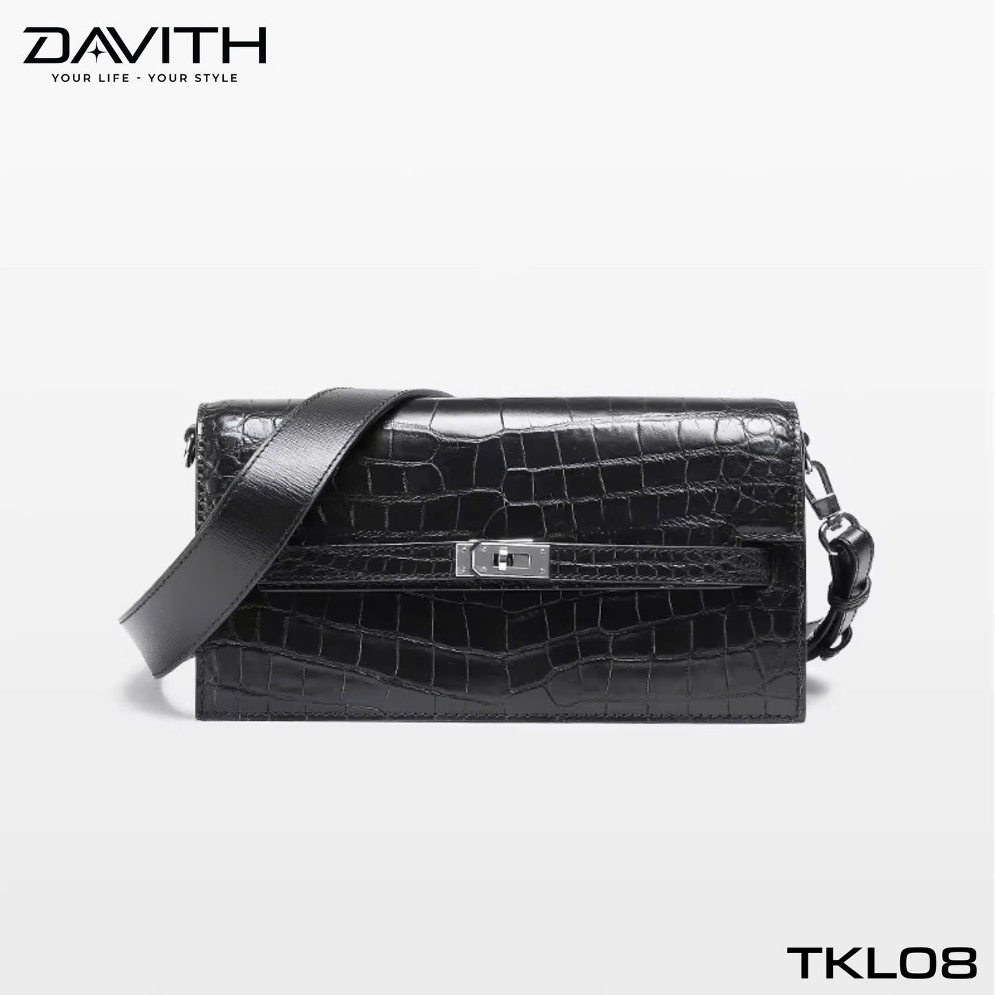 High-end women's crocodile belly leather handbag in albino white - TKL08