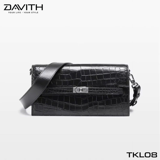 High-end women's crocodile belly leather handbag in albino white - TKL08