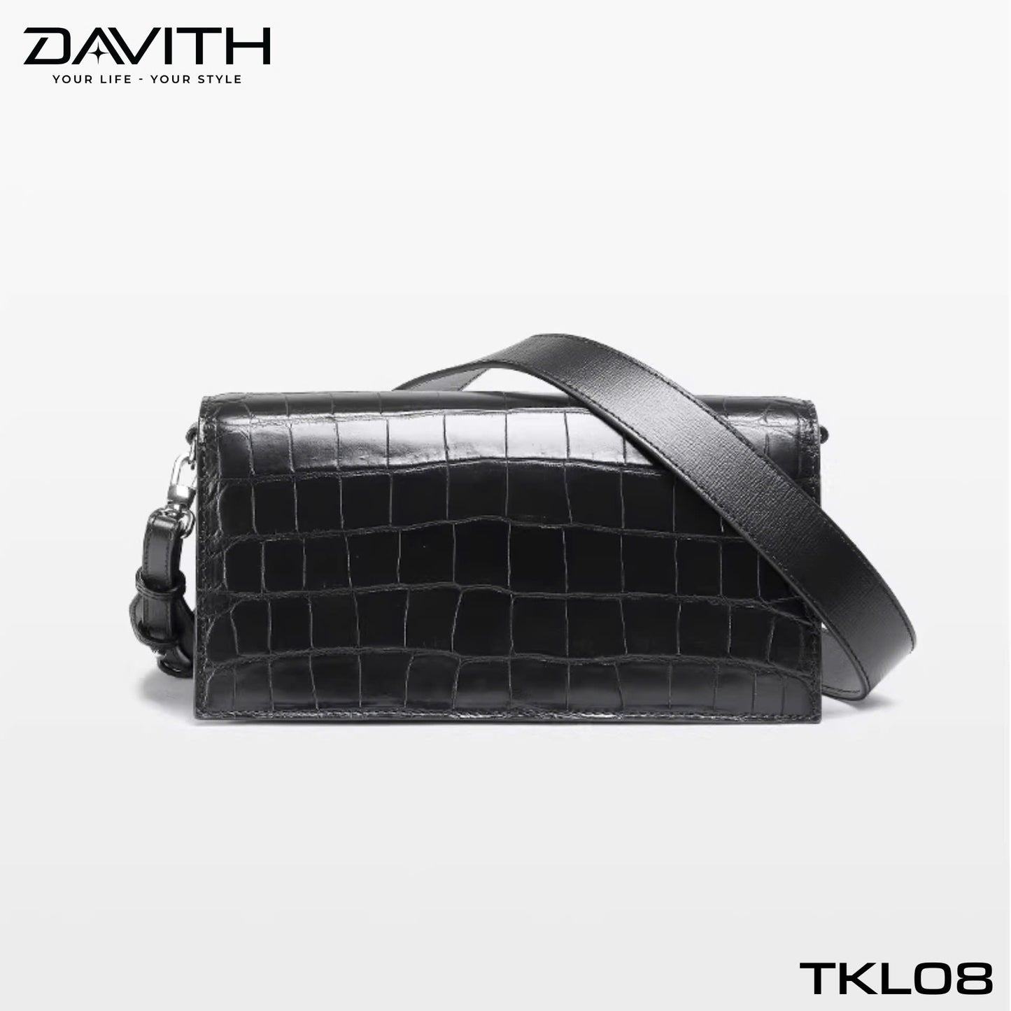 High-end women's crocodile belly leather handbag in albino white - TKL08