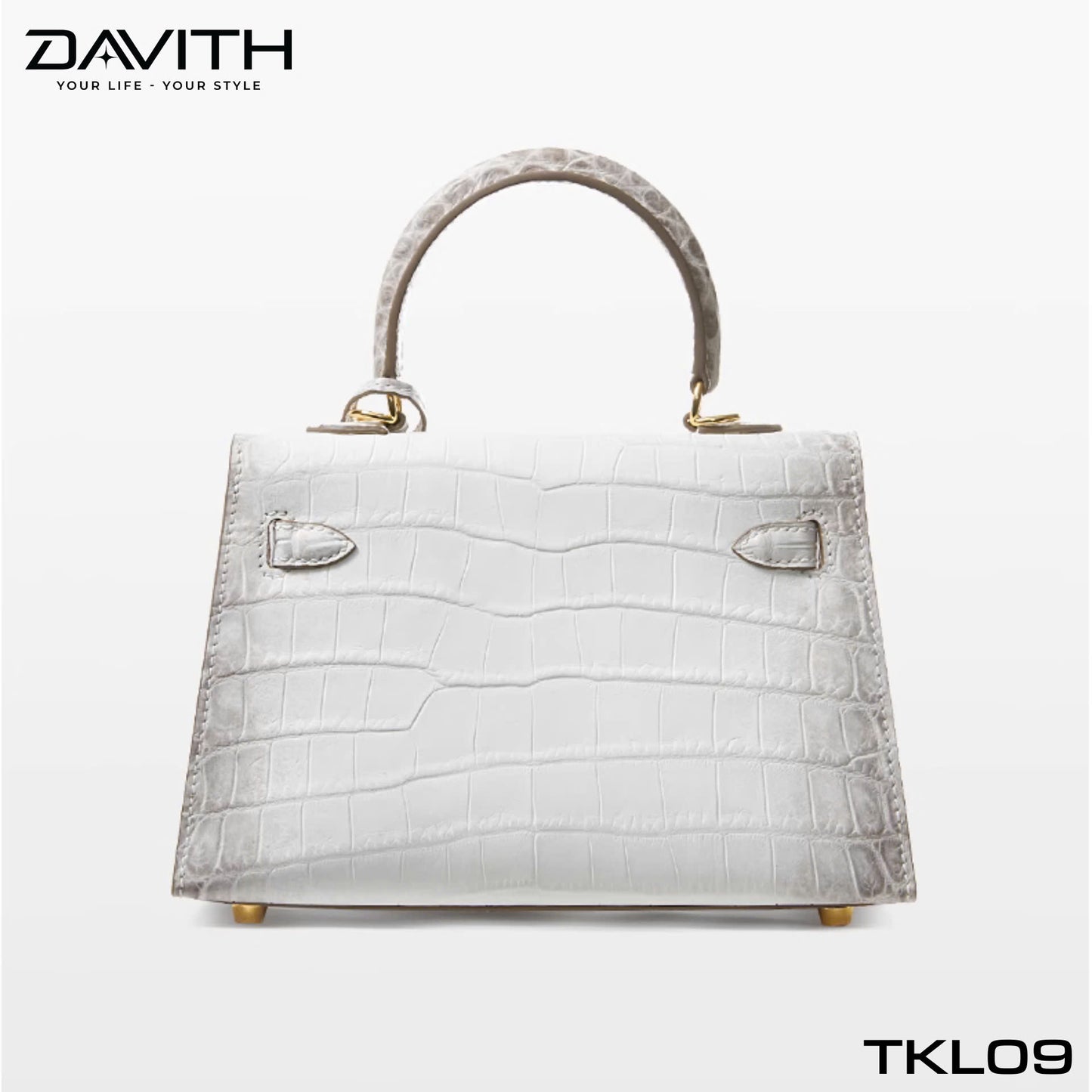 High-end women's crocodile belly leather handbag in albino white - TKL09