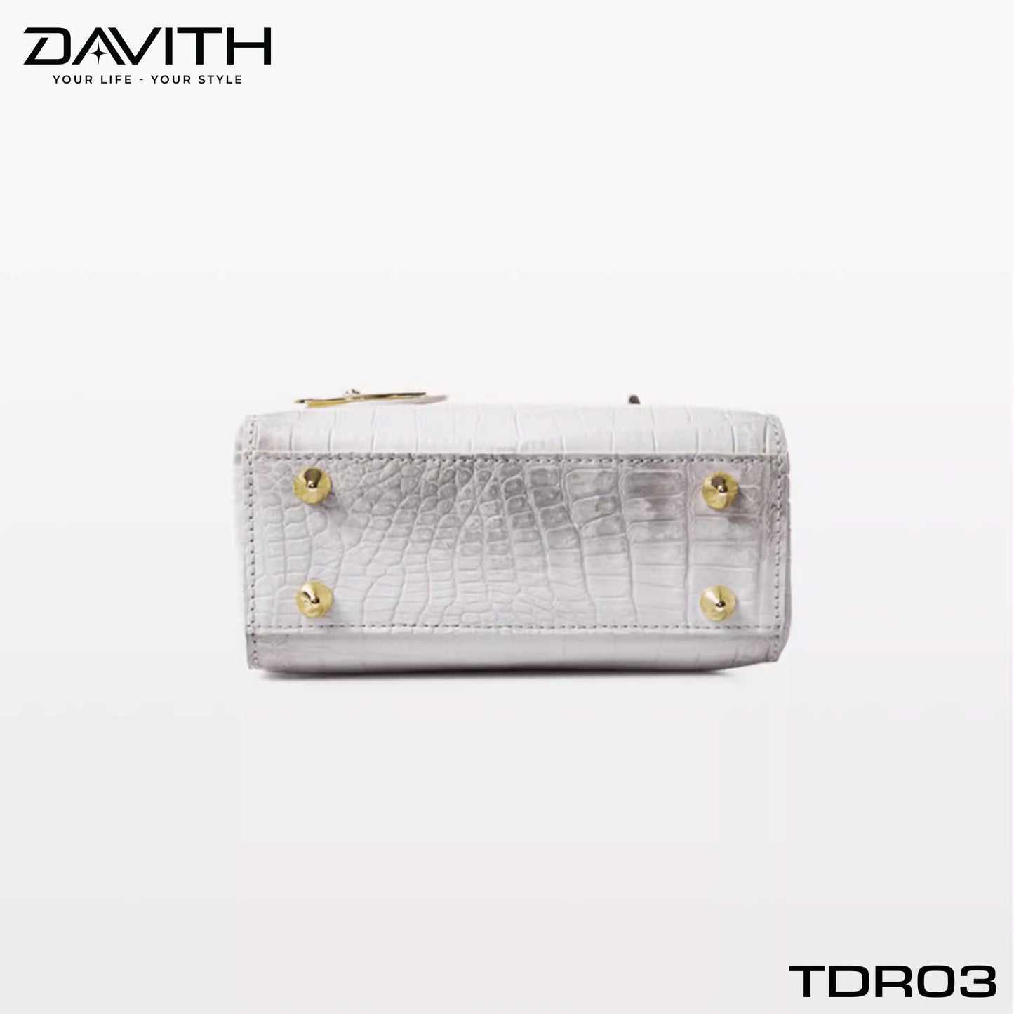 High-end women's crocodile belly leather handbag in albino white - TDR03