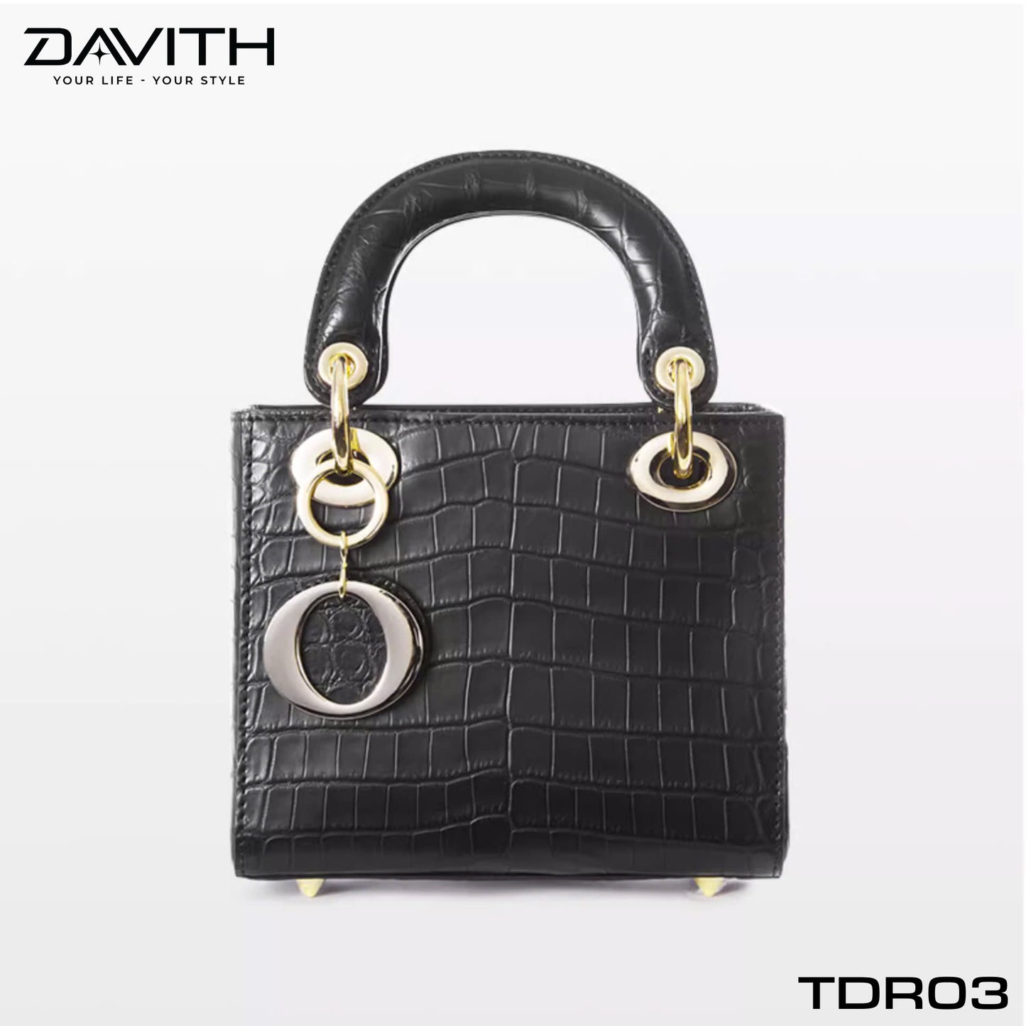 High-end women's crocodile belly leather handbag in albino white - TDR03