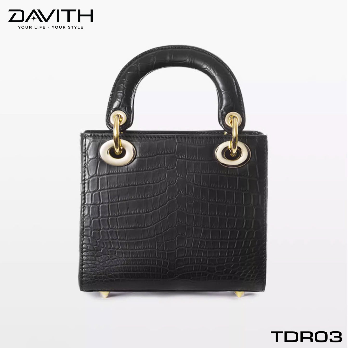 High-end women's crocodile belly leather handbag in albino white - TDR03