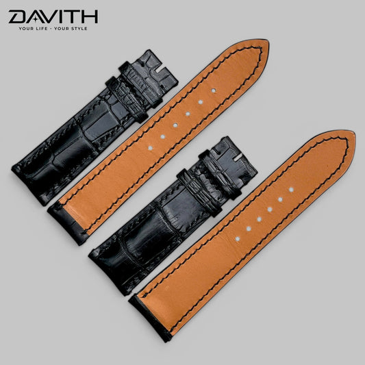 Handcrafted Grade 1 Crocodile Leather Watch Strap with Premium Bamboo-Joint Grain