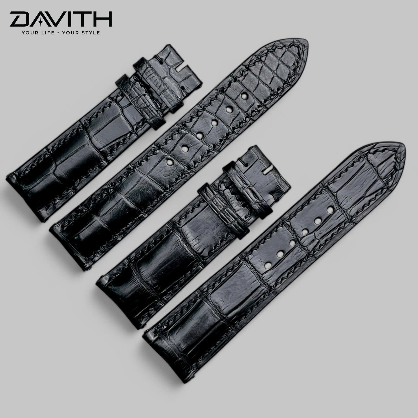 Handcrafted Grade 1 Crocodile Leather Watch Strap with Premium Bamboo-Joint Grain