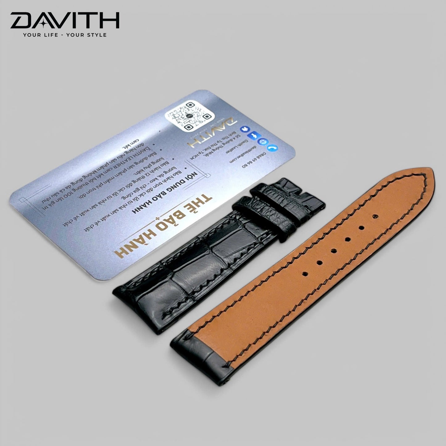 Handcrafted Grade 1 Crocodile Leather Watch Strap with Premium Bamboo-Joint Grain