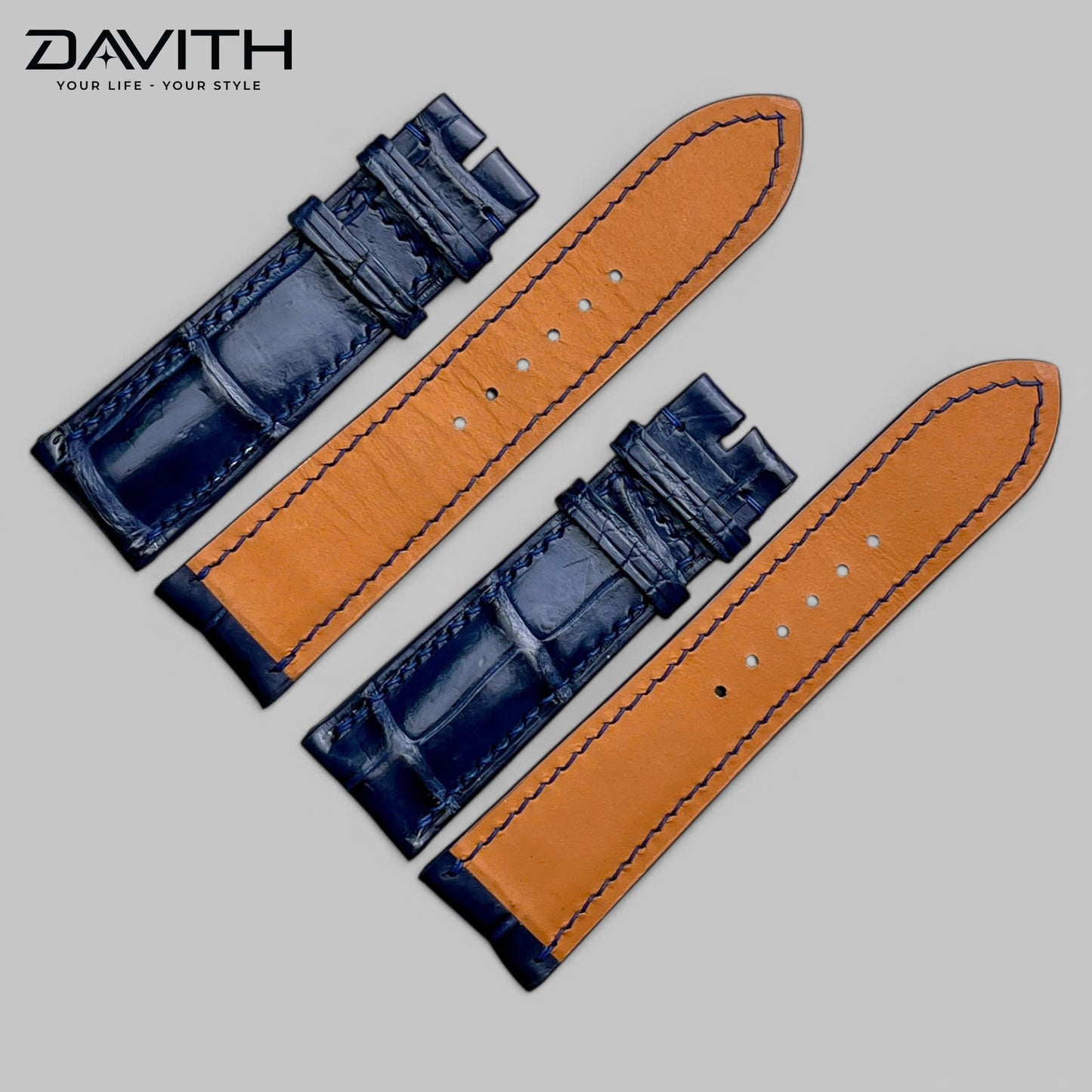 Handcrafted Grade 1 Crocodile Leather Watch Strap with Premium Bamboo-Joint Grain