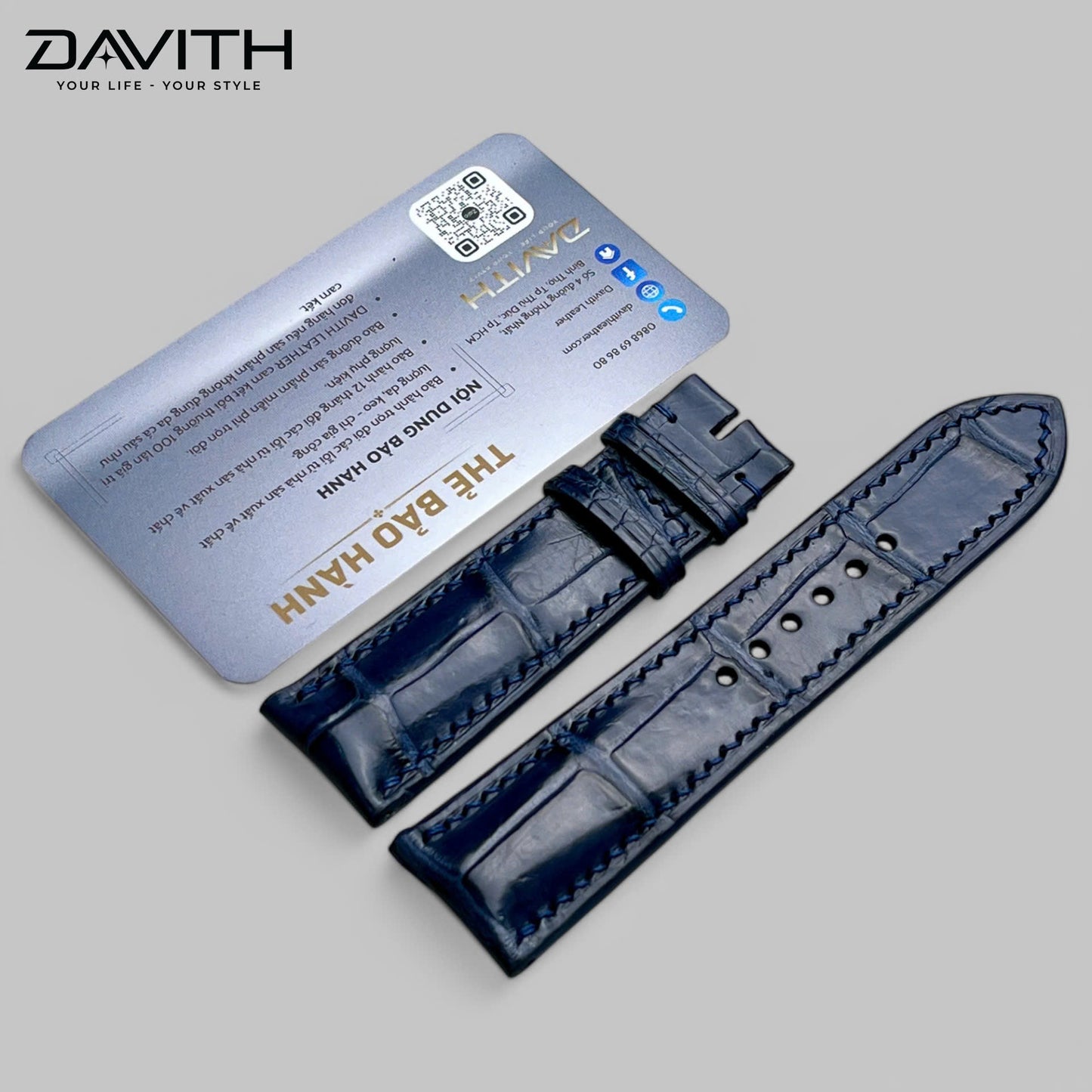 Handcrafted Grade 1 Crocodile Leather Watch Strap with Premium Bamboo-Joint Grain