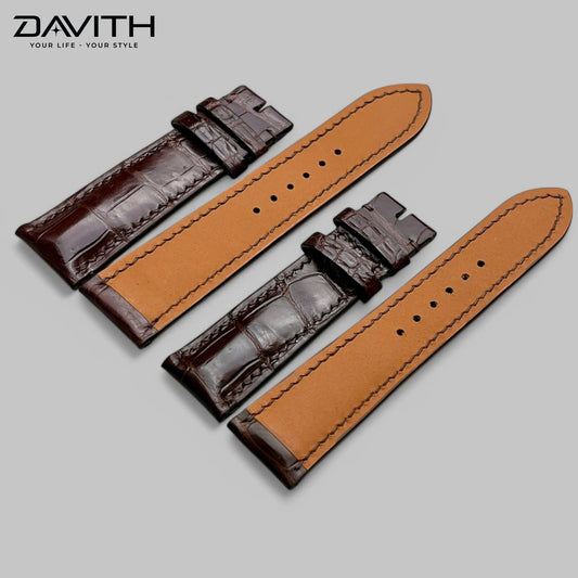 Handcrafted Grade 1 Crocodile Leather Watch Strap with Premium Bamboo-Joint Grain