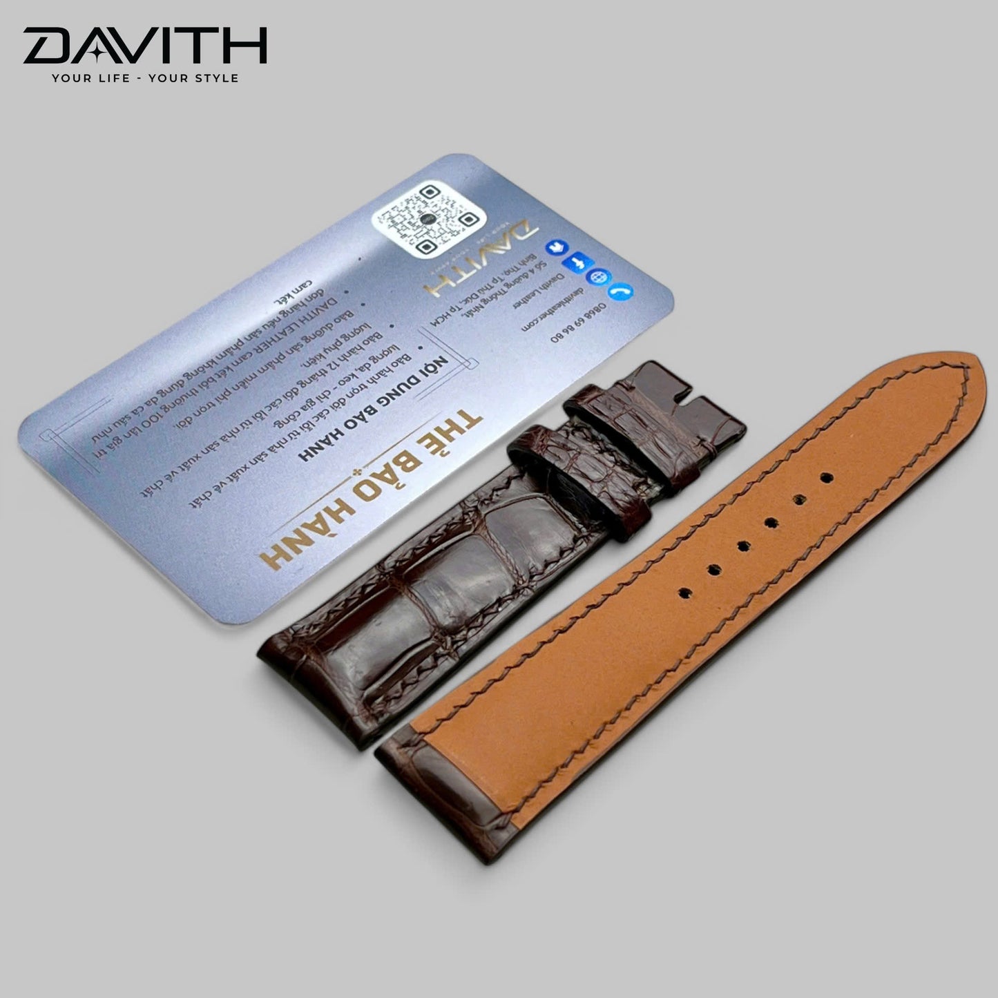 Handcrafted Grade 1 Crocodile Leather Watch Strap with Premium Bamboo-Joint Grain