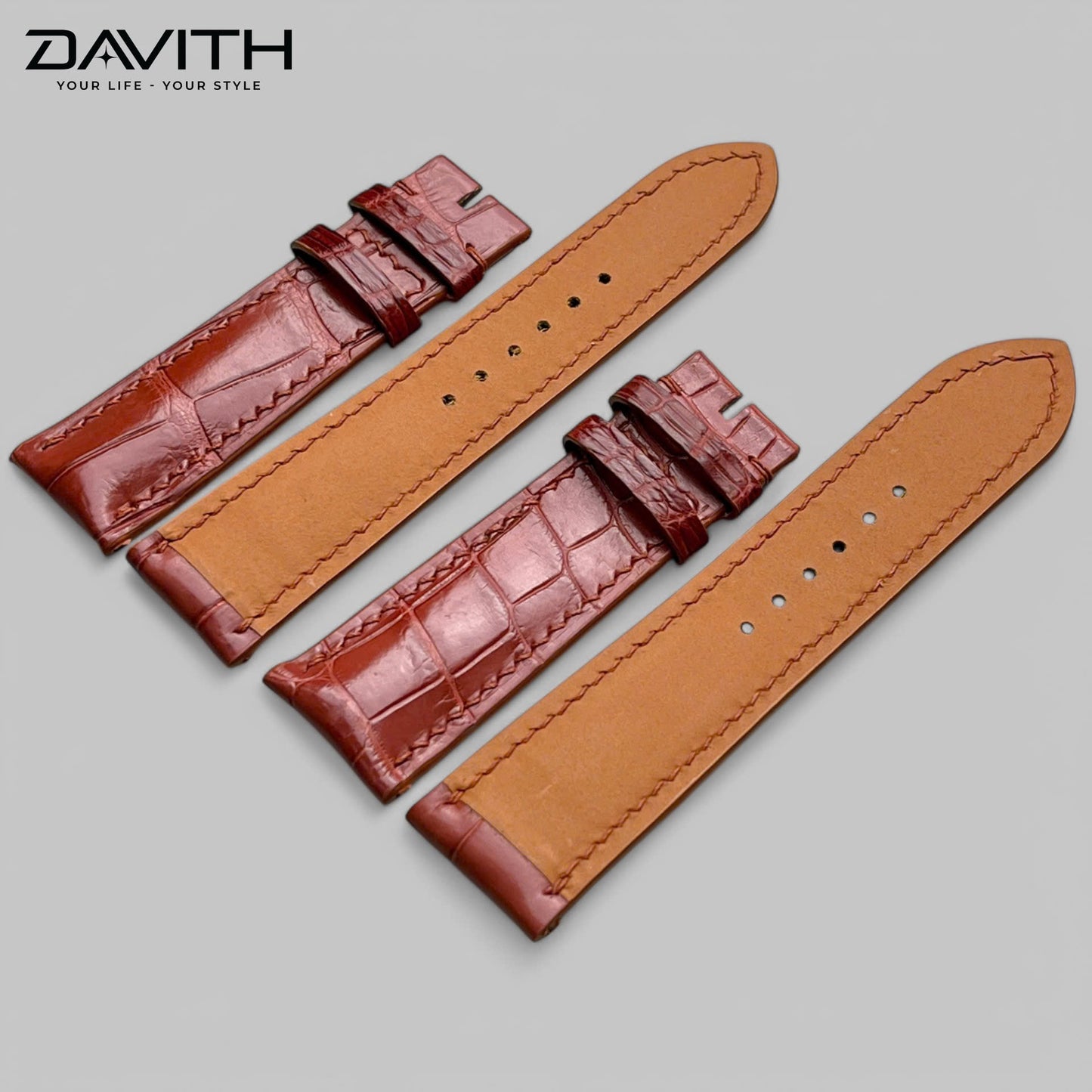 Handcrafted Grade 1 Crocodile Leather Watch Strap with Premium Bamboo-Joint Grain