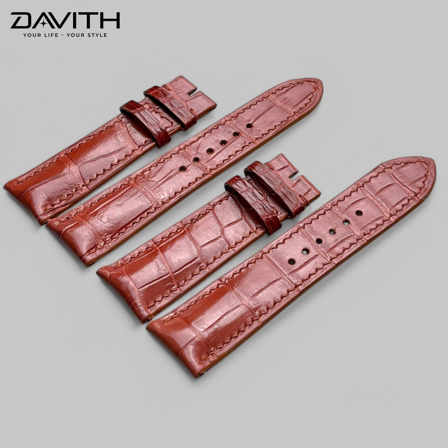 Handcrafted Grade 1 Crocodile Leather Watch Strap with Premium Bamboo-Joint Grain