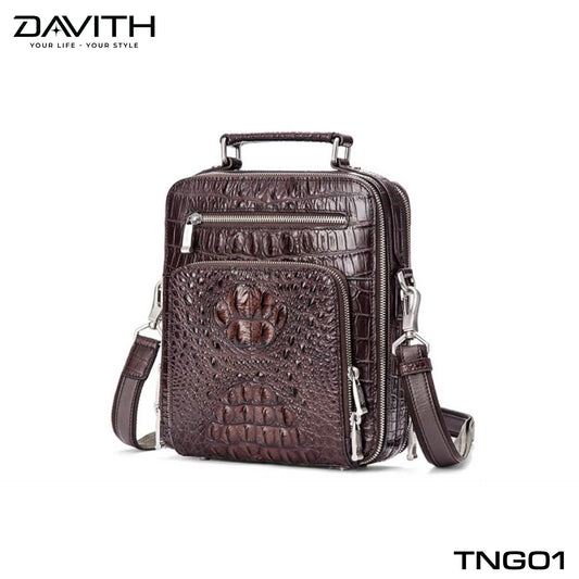 Men's shoulder bag made from premium Grade 1 buffalo-hump crocodile leather – TNG01
