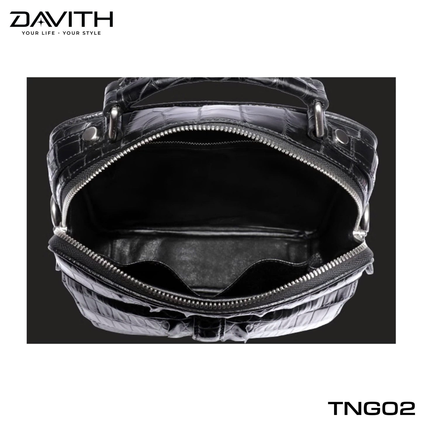 Men's shoulder bag made from premium Grade 1 buffalo-hump crocodile leather – TNG02