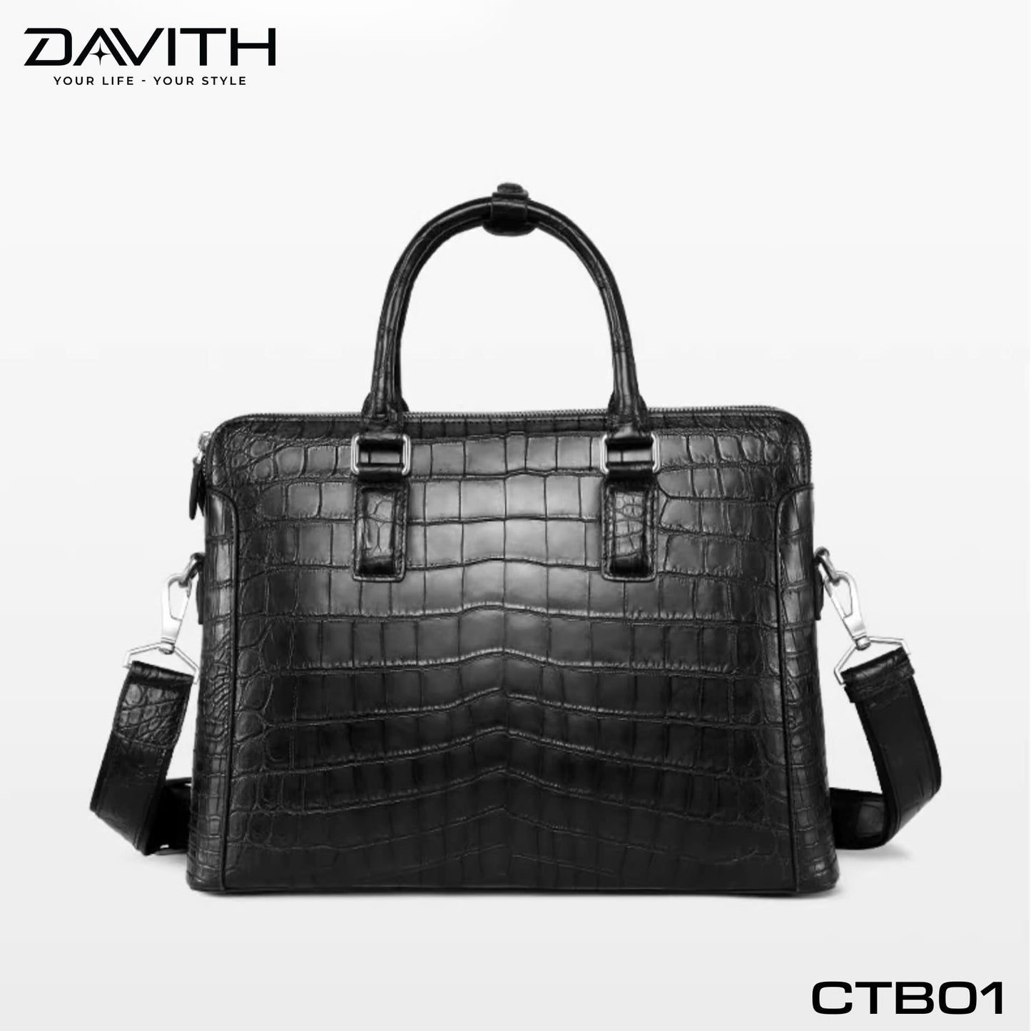 Premium Grade 1 Crocodile Belly Leather Men's Office Briefcase - CTB01