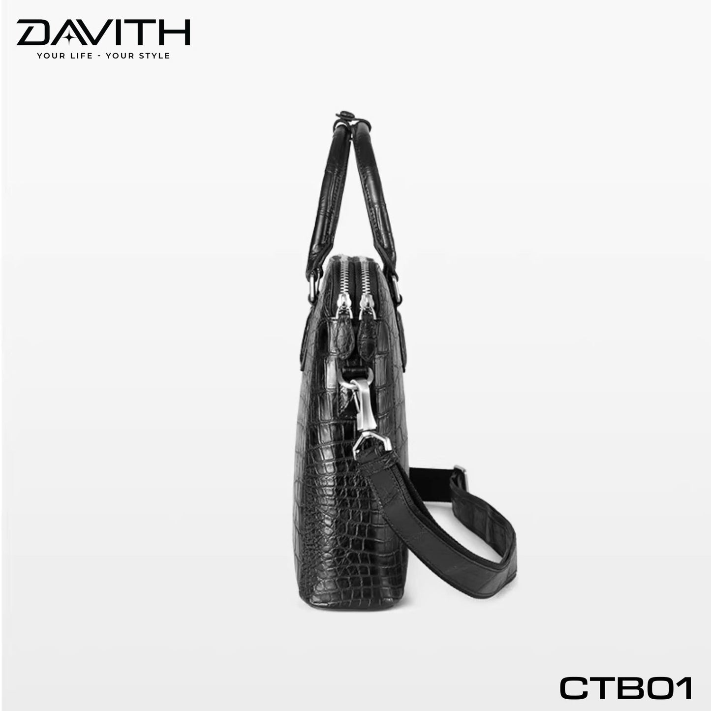 Premium Grade 1 Crocodile Belly Leather Men's Office Briefcase - CTB01