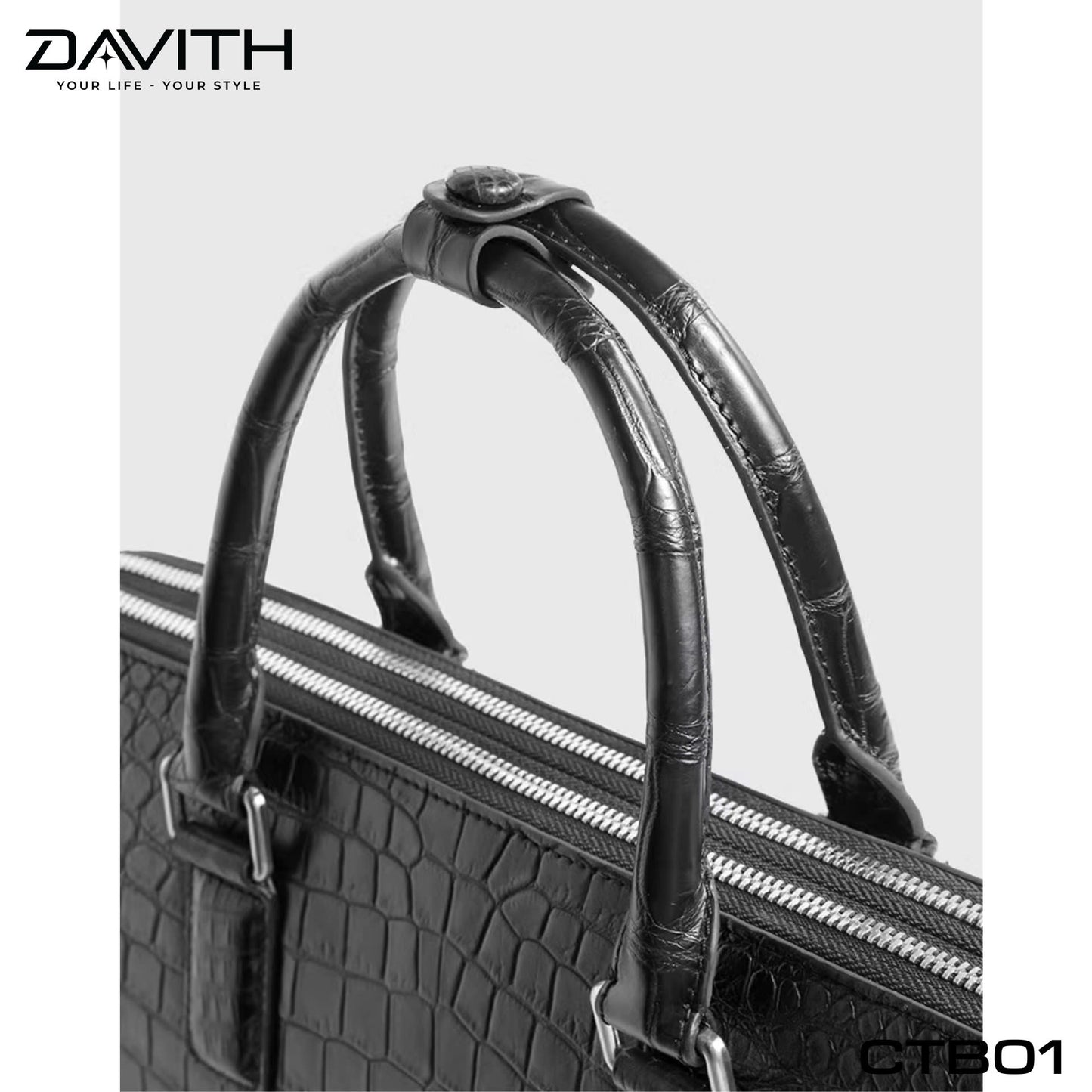 Premium Grade 1 Crocodile Belly Leather Men's Office Briefcase - CTB01