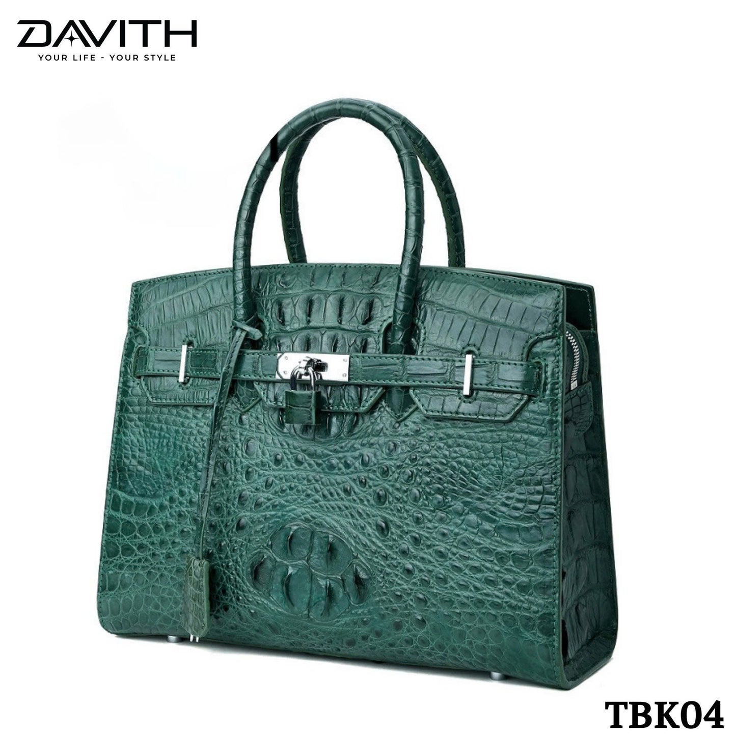 High-end women's crocodile hump leather handbag in albino white - TBK04