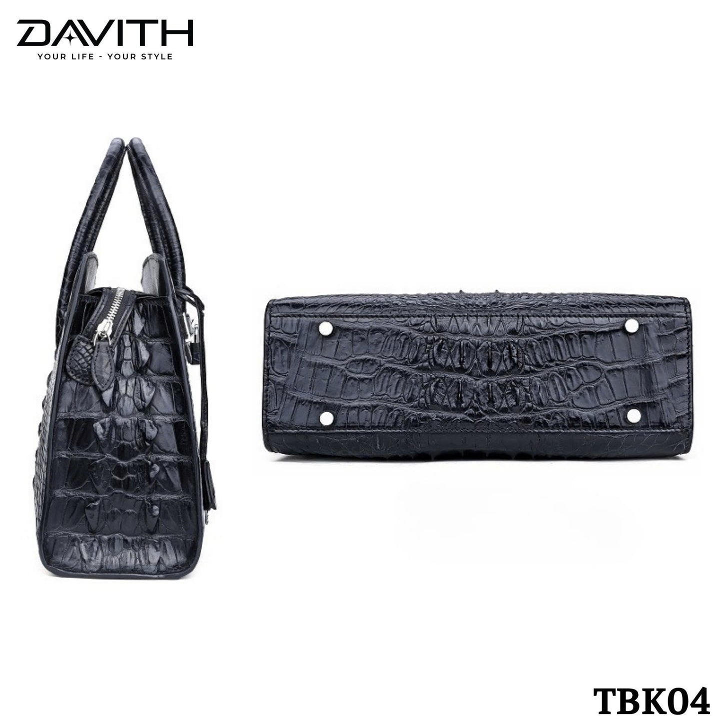 High-end women's crocodile hump leather handbag in albino white - TBK04