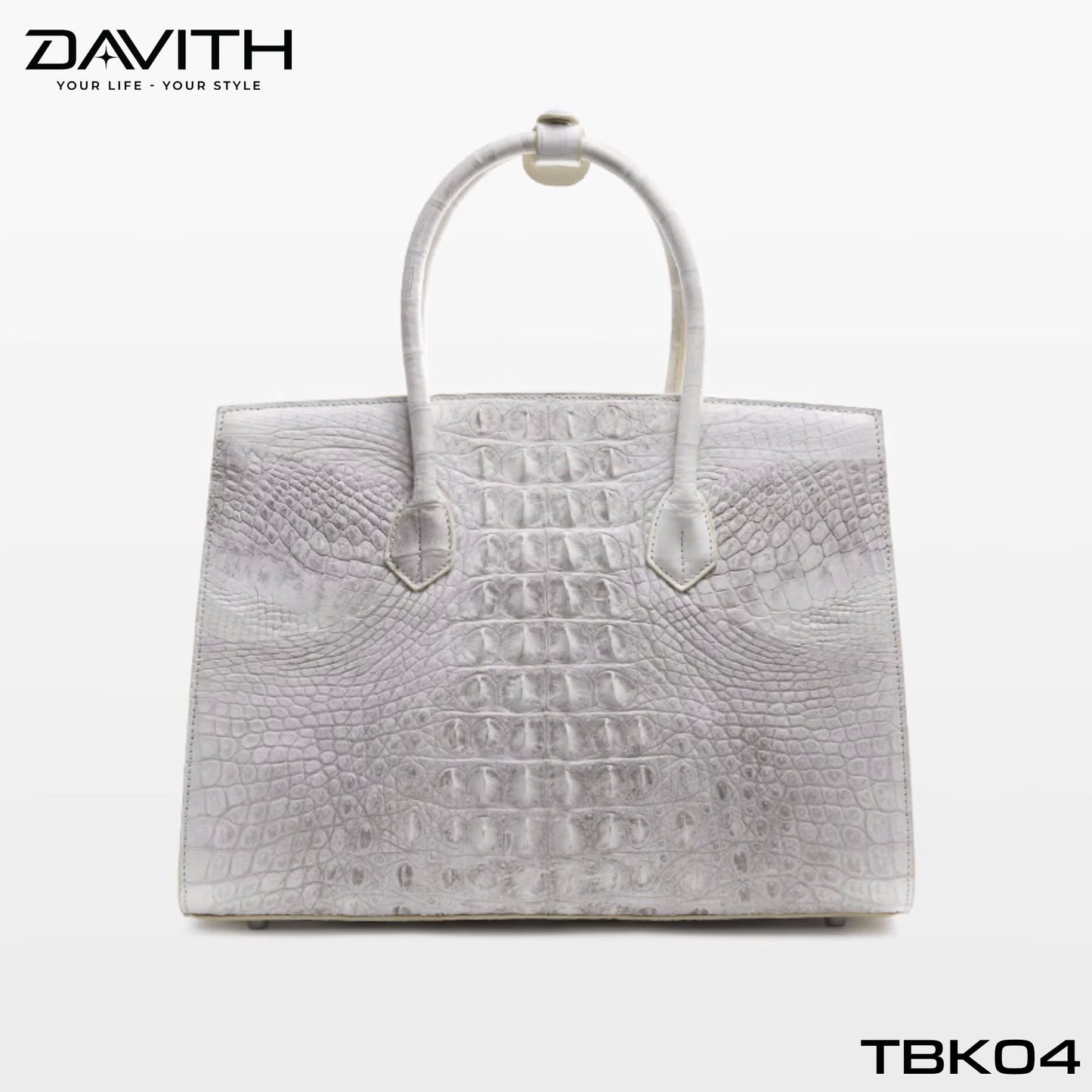 High-end women's crocodile hump leather handbag in albino white - TBK04